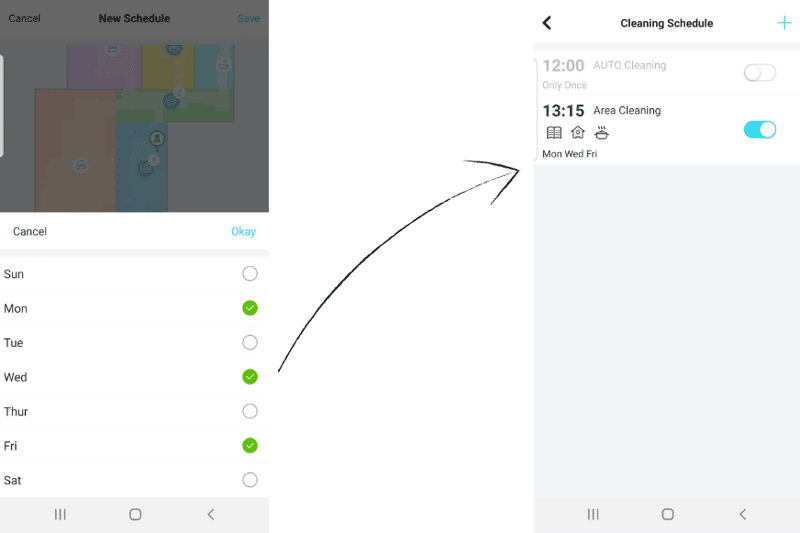 Графики уборки задаются в приложении Yeedi Vac Station Арр